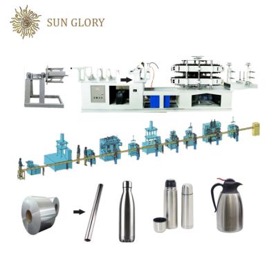 China PORTABLE Sun Glory Stainless Steel Water Bulged Pipe Making Machine for Making SS Vacuum Flask Water Bottle Thermos Production Line for sale