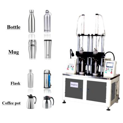 China Safeguard operator: 2 pcs bottle can be simultaneously made at a time stainless steel water bottle making machines two stations cnc screw thread rolling making machine for sale