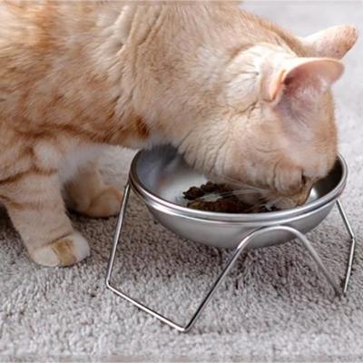 China Sustainable Dog Stainless Steel Double Bowl With Elevated Iron Stand Dog Food And Drink Bowls Raised Cat Food Bowl Stainless Steel for sale