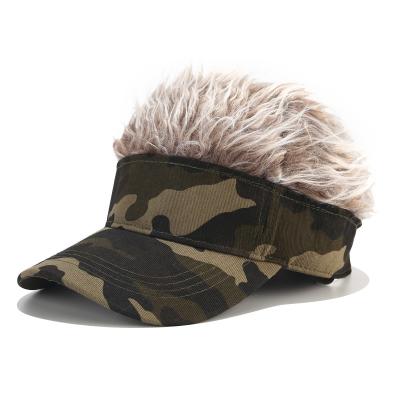 China JOINT golf baseball cap with adjustable hair wig hats fake hair talent visor fun hairpiece adjustable hair wig caps wholesale for sale