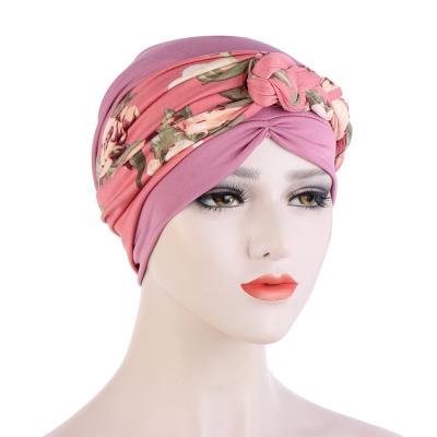 China Fashion headdress muslim turban hood for woman cotton print inner hijab covers islamic woman arab muslim hijab wrap headscarf hat for sale