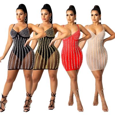 China Anti-Wrinkle With Breast Pad Women's Perspective Skirts Adults Bridle Dresses Girls' Hot Drill Dress S-5XL for sale