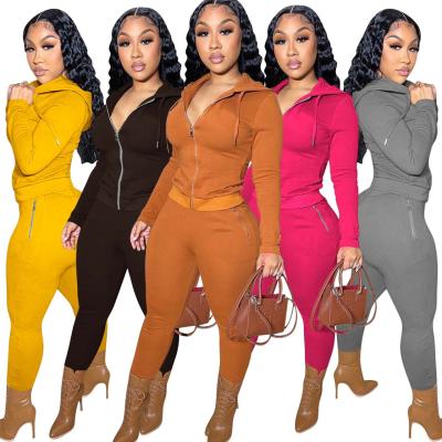 China QUICK DRY thick velor two piece set of women leisure solid color hoodies and pants for sale