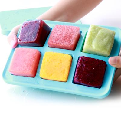 China Viable Custom Square 2 Inch Silicone Ice Cube Tray Molds Set Silicone Makes 6 Cubes Large Ice Cube Whiskey Dimension for sale