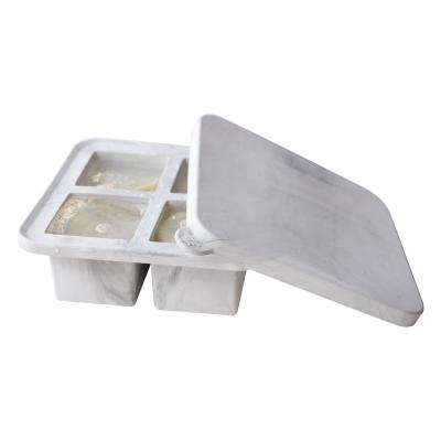 China 2020 New Arrivals LFGB Viable Silicone Baby Food Freezer Safe Container Square Ice Mold Tray With Lid for sale