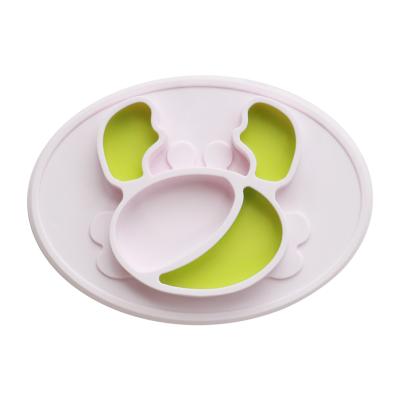 China OEM BPA Free Anti Slip Silicone Food Dish Bowl Baby Food Grade Crab Free Products Baby Kids Feeding Tray for sale