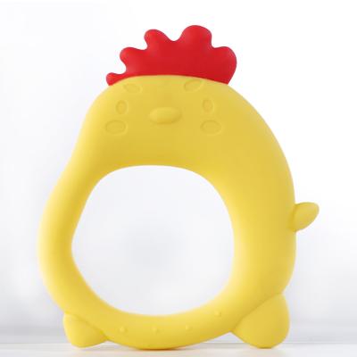 China Food Grade Baby Toy New Arrival Soft Brown BPA Free Custom Cute Animal Kids Rings Silicone Teether Toy for sale