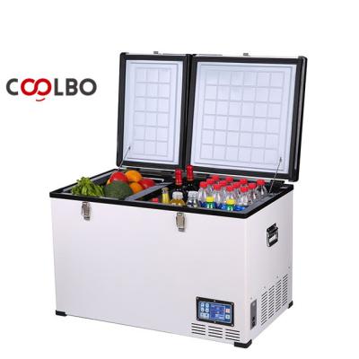 China Camping and Fishing DC 12V 125L Motorhome Fridge Compressor Fridge Freezer with Two Cabinets for sale