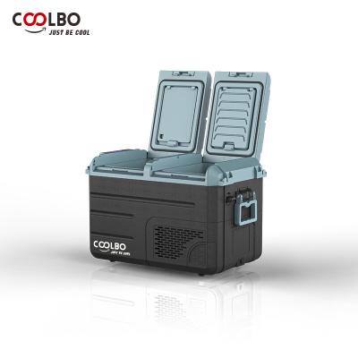 China Down In Cooler Box New Item 45L -20degrees Coolbo Capacity Mini Dual Zone Fridge Compressor Small Fridge For Offroad Camping for sale