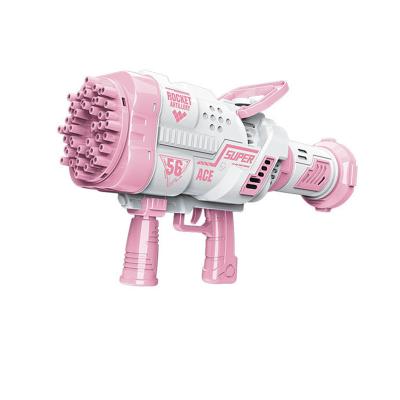 China Funny Outdoor Toy Bubble Machine Gun 360-Degree Rotate Automatic Bubble Launcher Bazooka Bazooka Bubble Gun 56 Holes for sale