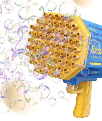 China Funny Outdoor Toy Upper 69 Hole Rocket Boom Bubble Gun Launcher Gatling Automatic Bubble Fan for sale