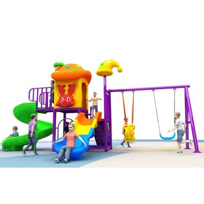 China Wooden Kindergarten Cheap Multifunctional Playground Equipment Plastic Kid Play Children's Slide and Swing Set for sale