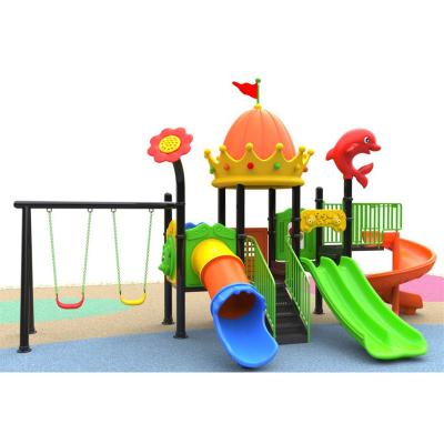 China Wooden Spike Crown Series Kindergarten Playground Swing Amusement Plastic Slide Kids Slide and Swing Set for sale