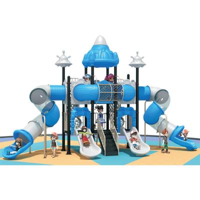 China Wooden Customized Preschool Big Sliding Board Outdoor Amusement Park Games Plastic Kids Playground with Rotary slide for sale