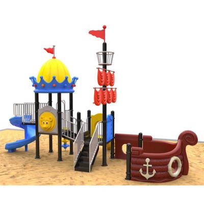 China Wooden High Quality Amusement Park Equipment Boat Design Child Outdoor Slide Preschool Kids Outdoor Playground for sale