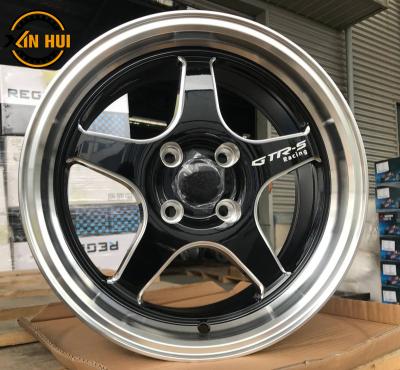 China Aluminum Alloy Wheels Black 15*7 Machine Lip +milling Windows Classic Five Spoke Designs Auto Parts Accessories Wheels for sale