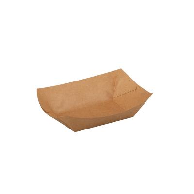 China Waterproof Oil Proof Recycled Food Grade Paper Boat Shaped Trays Cookies Cake Kraft Paper Tray for sale