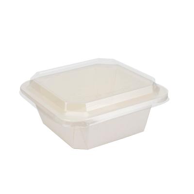 China Waterproof And Greaseproof White Square Food Bowl Factory-Direct Microwave-Ready For Food Packaging for sale