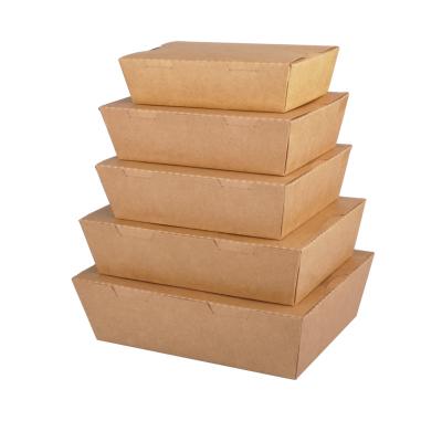 China High Quality Greaseproof Biodegradable To-Go Kraft Lunch Box Restaurant Fast Food Wrapping Paper Container for sale