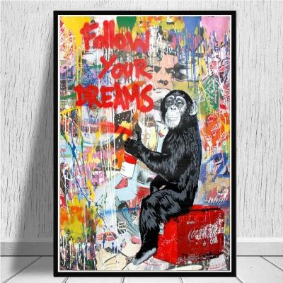 China Large Size Banksy CLASSIC Art Canvas Posters and Print Monkeys Graffiti Funny Street Art Wall Pictures for Modern Home Room Decor for sale