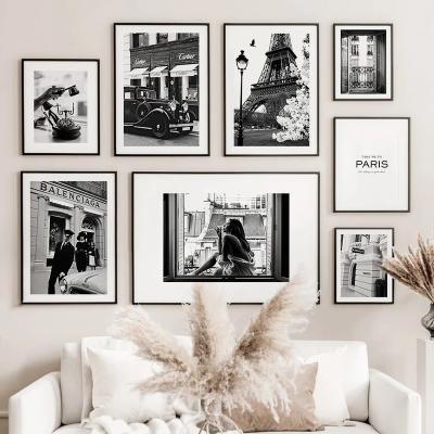 China Vintage Modern Black Tower Paris Fashion Life White Still Wall Art Pictures Nordic Posters And Prints Canvas Painting For Living Room for sale