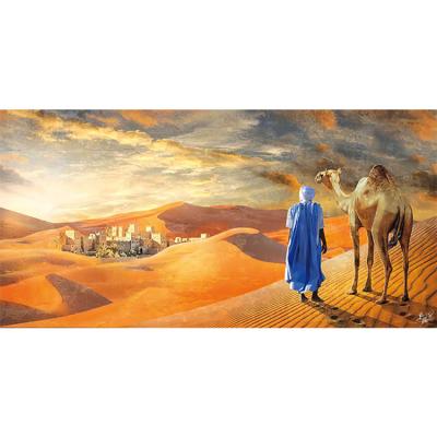 China Modern Oriental Tuareg Painting In The Desert Landscape Artwork Hotel Decoration Posters Canvas Print Wall Art Painting for sale