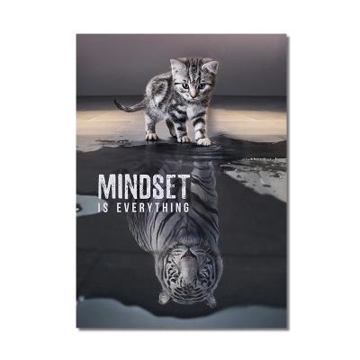 China Modern Cartoon Animals Picture Canvas Paintings A Cat's Reflection Is Like Tiger Wall Art Decorative Painting for sale