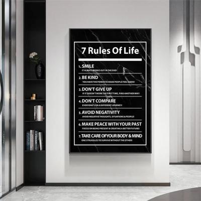 China 7 Modern Rules Of Life Motivational Canvas Art Painting Pictures Office Home Decor Wall Art Print Inspirational Letter Quote Canvas Poster for sale