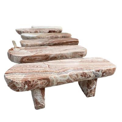 China Wholesale Beautiful Industrial Outdoor Marble Carved Stone Garden Onyx Bench for sale