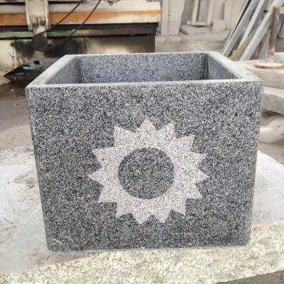 China Decorative natural garden stone flower pot, old stone planter for sale for sale