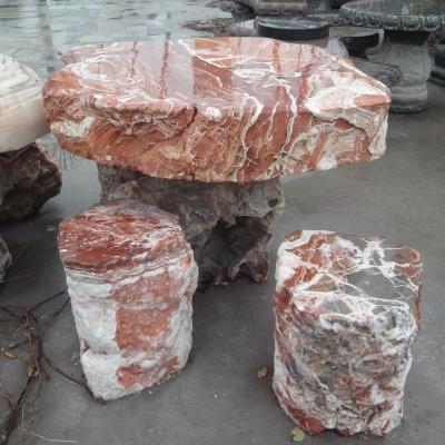 China Outdoor Yellow Onyx Weight Garden Decoration Table And Bench Carved Marble Stone For Sale for sale