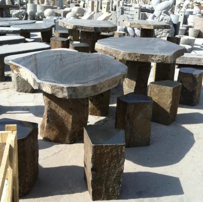 China Modern Outdoor Basalt Stone Tables Stone Basalt Decoration Furniture Black Granite Table Set for sale