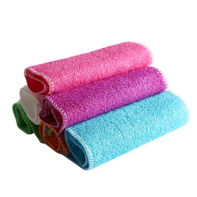 China Sustainable Natural Houseware Eco - Friendly Dishes Washing Microfiber Towel Bamboo Fiber Cleaning Cloth for sale