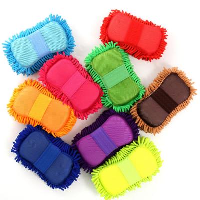 China Colorful Home Kitchen Premium High Quality Soft Car Sponge Chenille Microfiber Wash Station Cleaning Sponge for sale