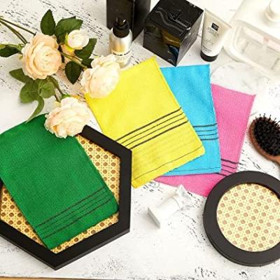 China All Natural Korean Exfoliating Body Scrub Glove Shower Washcloth Double Sided Exfoliating Cloth Gloves for sale