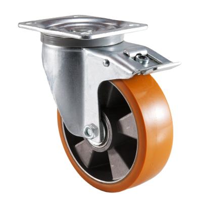 China swivel & 6 Inch Heavy Duty Aluminum Caster Wheel PU Rigid Caster Wheel SS for sale