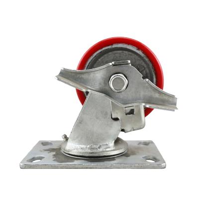 China PIVOT SS 4 Inch Cast Iron Industrial Caster PU Wheel 100 Mm Trolley Caster for sale