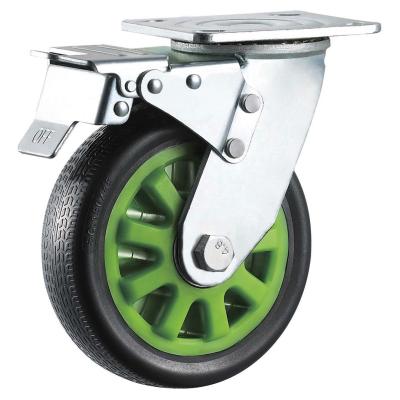 China swivel & Rigid SS 100 125 150 Pull Cart 200mm PU Wheels Casters Green Black Series for sale