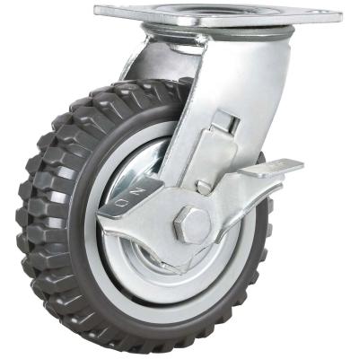 China swivel & Rigid SS Push Heavy Duty PU Trolley Wheel 100 125 150 200mm Off Road Caster for sale