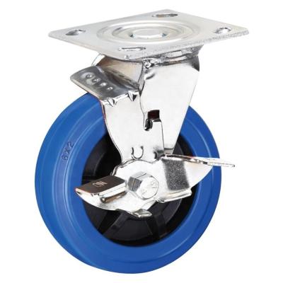 China swivel & 5 Inch Blue Elastic Rubber Caster Wheel Rigid High Rebound SS Rigid / Swivel Type for sale