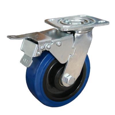 China swivel & SS Rigid Blue Elastic Rubber Casters High Wheels for sale