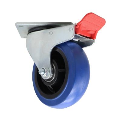 China swivel & SS Australia Rigid Blue Elastic Rubber Caster Wheels for sale