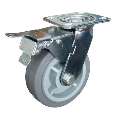 China swivel & SS Rigid Rubber Caster Wheels Gray TPR With Brake 100 125 150 200 Mm for sale