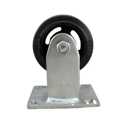 China Rigid High Quality Rigid SS Rubber On Cast Iron Caster Wheels for sale