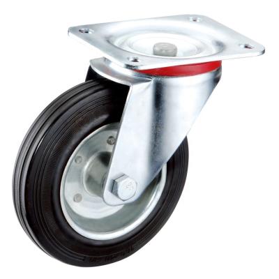 China swivel & SS Rigid Industrial Rubber Waste Bin Caster On Steel Wheel 80 100 125 160 200mm Options for sale