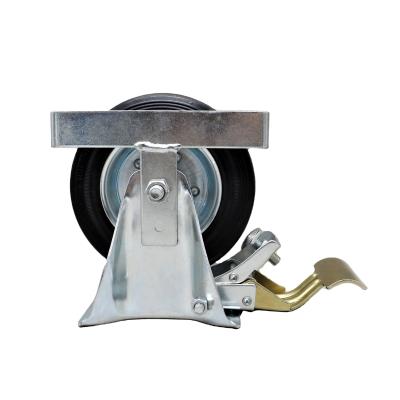 China swivel & SS 160 Rigid Rubber Japanese Casters 200mm Swivel Wheel With Brake And Toe Guard for sale