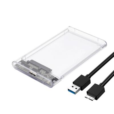 China Plastic 2.5 inches move Hard disk box laptop SATA serial port USB3.0 External mechanical solid state transparent external box for sale