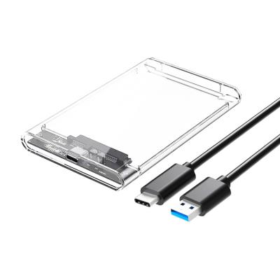 China Plastic 2.5 inch transparent hard drive case USB3.1 to Type C laptop mechanical solid state drive external box for sale