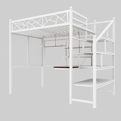 China KD Structure Apartment Small Loft Raised Bed Bunk Bed Double Wrought Iron Multi-Function Upper Space Loft for sale