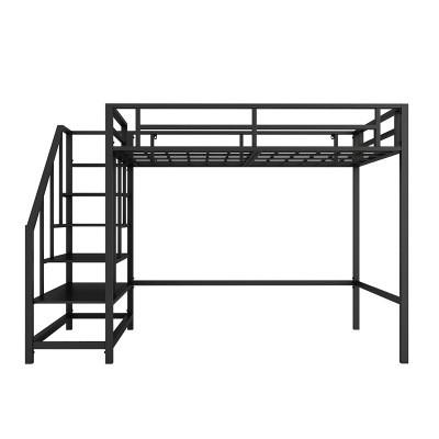 China Wholesale popular loft bed new design metal bunk bed frame with stairs for sale